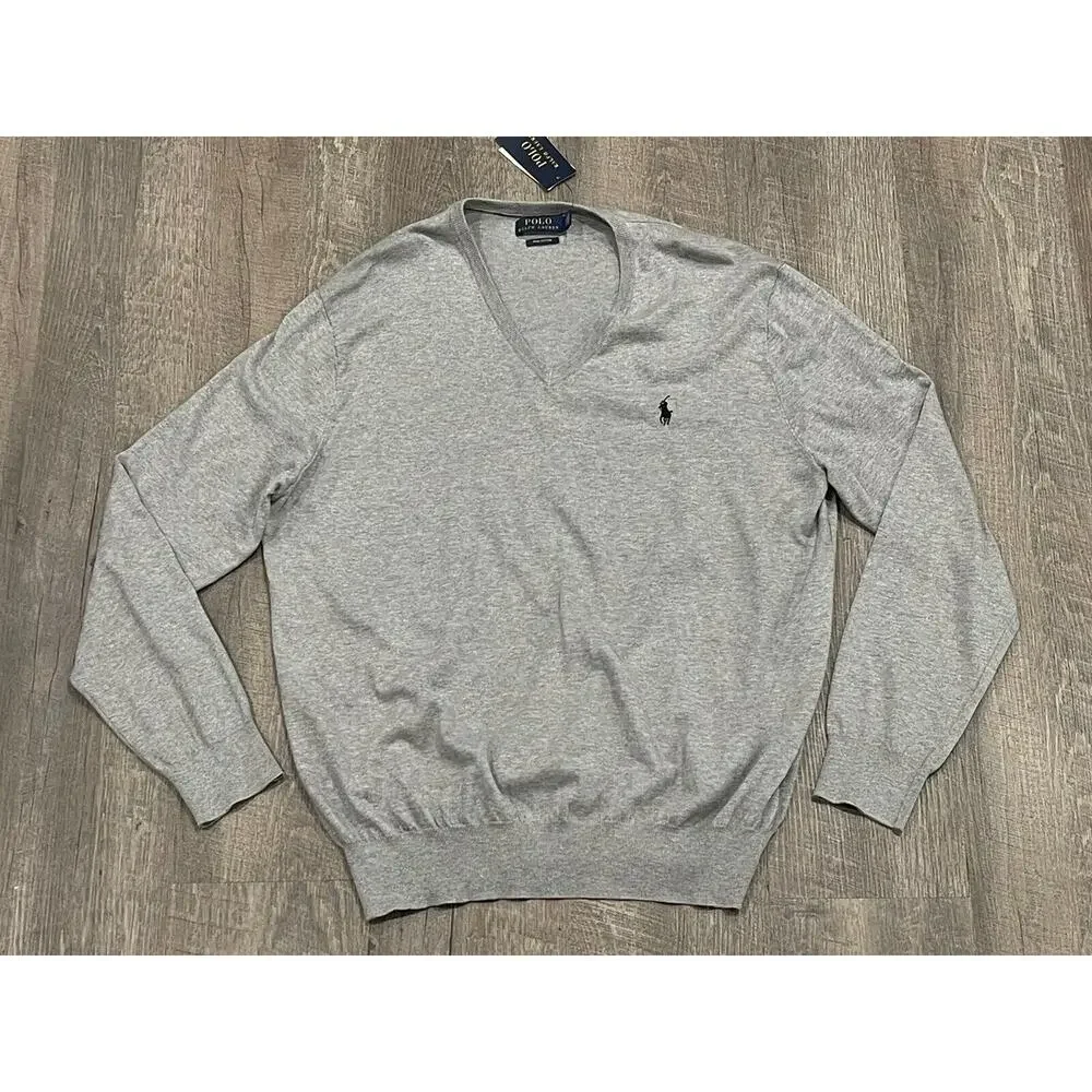 Polo Ralph Lauren Blue Pima Cotton Sweater Navy Blue Pony - XL NWT